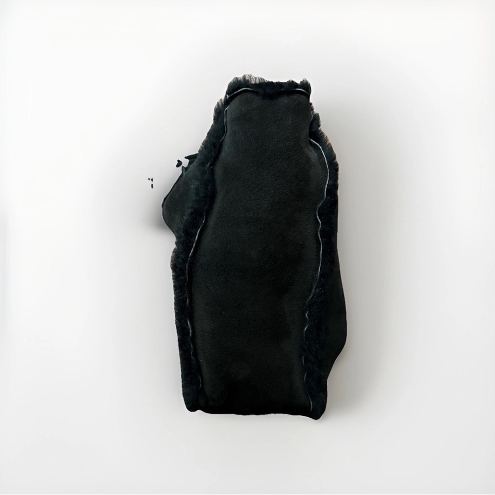 CHANEL Mouton Logo Handle Suede & Shearling Black Tote Bag - Picture 5 of 14